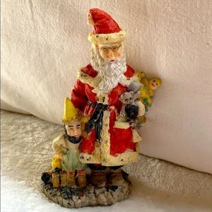 5” resin Santa Claus w elf gifts Figurine Defects